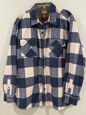 SCHMIDT Workwear Flannel Shirt Chore Jacket Mens 2XT  Shacket Blue Plaid 90s Y2K